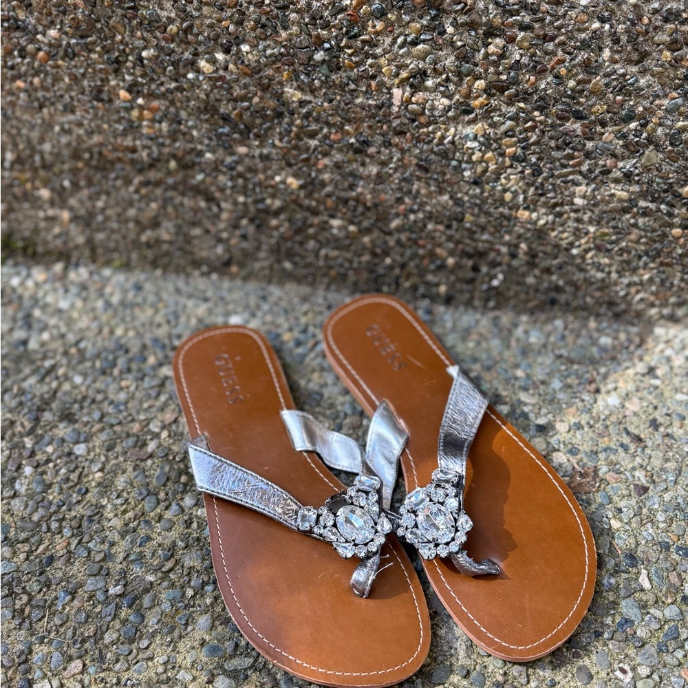 Guess Silver Sandals with Embellishments